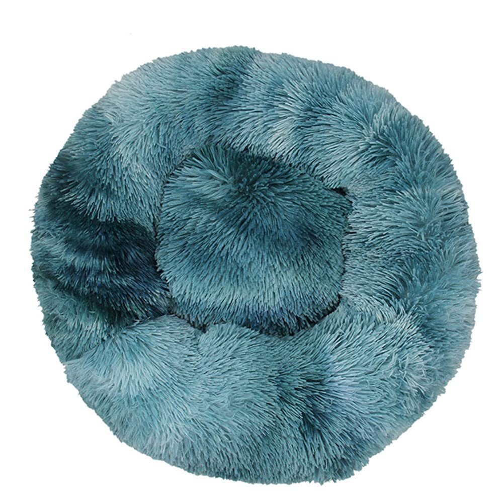 Chickwin Round Dog Bed for Dogs and Cats, Donut Plush Pet Bed, Washable, Non-Slip Base, Tie-Dye Mist Blue, 50 cm