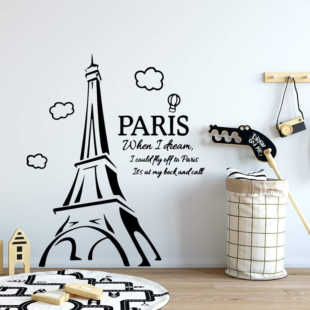 Zdklfm69 Cartoon Paris Removable Vinyl Wall Decal, 57 x 68 cm