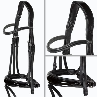Heinick Performance Anatomical Bridle, Black Patent, Tapered Noseband, Thoroughbred, Classic