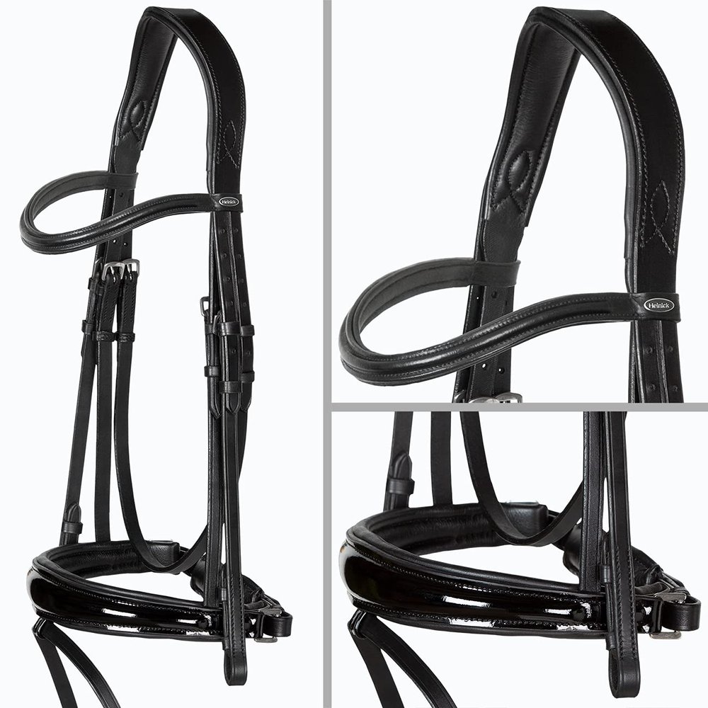 Heinick Performance Anatomical Bridle, Black Patent, Tapered Noseband, Thoroughbred, Classic