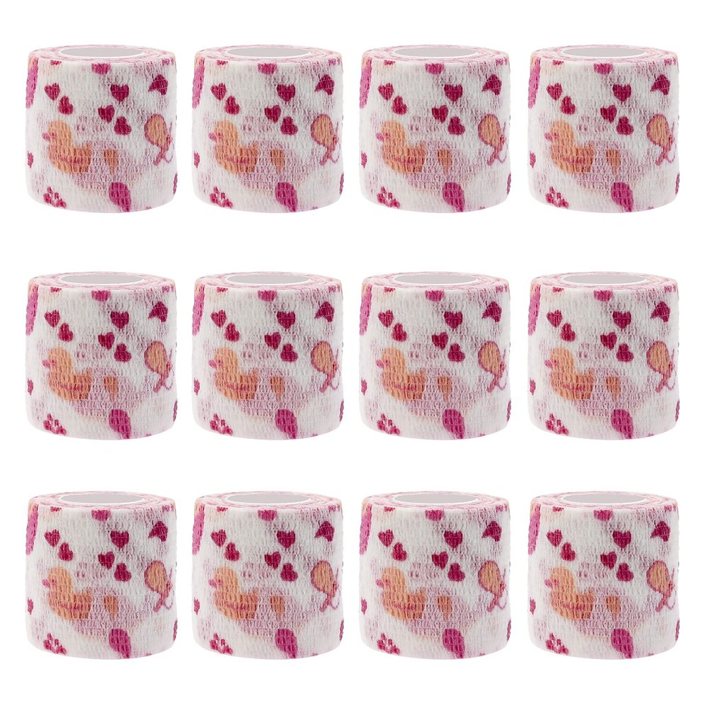 ZPYXBH 12-Piece Self-Adhesive Bandage Wrap Set for Pets, 5 cm x 4.5 m, Assorted Patterns
