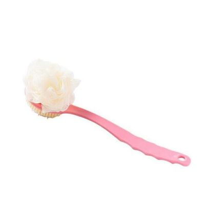 2-in-1 Long-Handle Body Brush with Nylon Bristles and Loofah