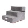 3-Step Removable Pet Dog Stairs, Flannel, Light Gray view 1