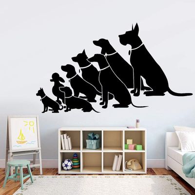 QIANGTOU Pet Shop Sitting Dog Wall Sticker, Vinyl Decal, 72 x 42 cm