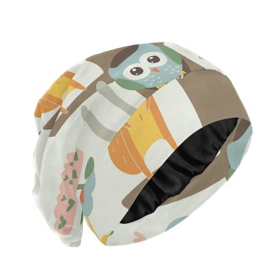 PUXUQU Sleep Bonnet Cap, Fox, Bird, Bear, Owl and Rabbit Animal Design, for Women and Girls