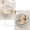 Round Plush Hooded Cat Bed Nest, 60 cm, Gray A view 2