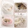 Round Plush Hooded Cat Bed Nest, 60 cm, Gray A view 3
