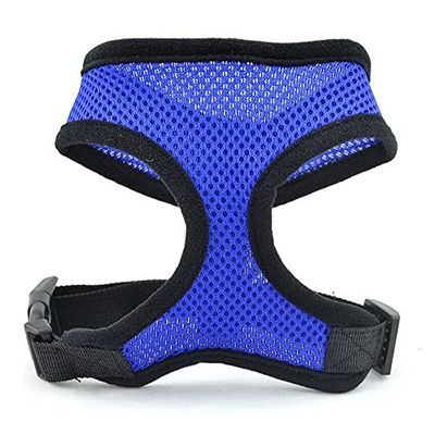 Boolavard Adjustable Dog Harness with Leash and Collar (L, Blue)