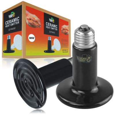 LUCKY HERP 2-Pack 50W Ceramic Reptile Heat Lamp, E27