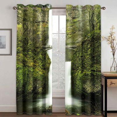 DILITECK Baby & Toddler Room Curtains, Green Plants and Trees, 170 x 200 cm, 3D Blackout Polyester, 2 Panels