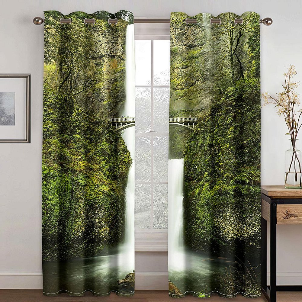 DILITECK Baby & Toddler Room Curtains, Green Plants and Trees, 170 x 200 cm, 3D Blackout Polyester, 2 Panels