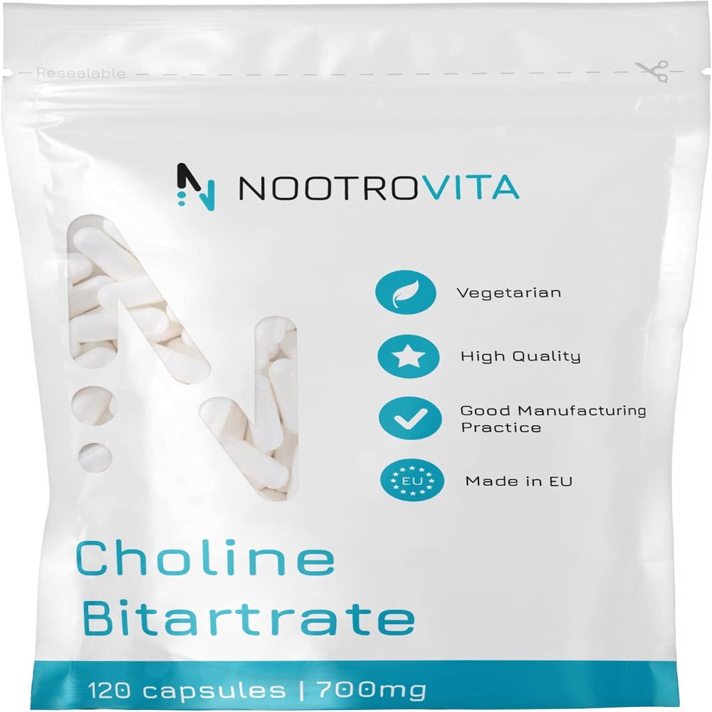 High-Dose Choline – 700 mg per Capsule – 120 Capsules | 4-Month Supply | For Liver Function, Memory, Brain & Concentration | Vegan, Gluten-Free | Nootrovita