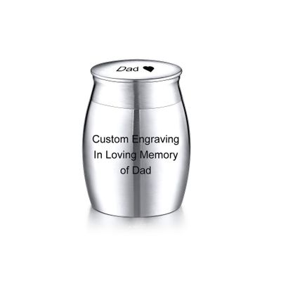 MeMeDIY Personalized Small Stainless Steel Cremation Urn for Human or Pet Ashes with Photo, Engraving, and Birthstones