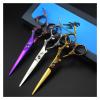 RH-HPC 6-Inch Professional Hair Cutting Scissors with Colorful Dragon Handle, Silver Cutting view 2