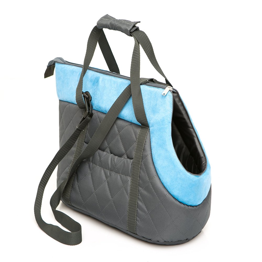 Pet Carrier Bag, 2 Carrying Options, Black with Turquoise Scarf, R2: 30 x 50 cm