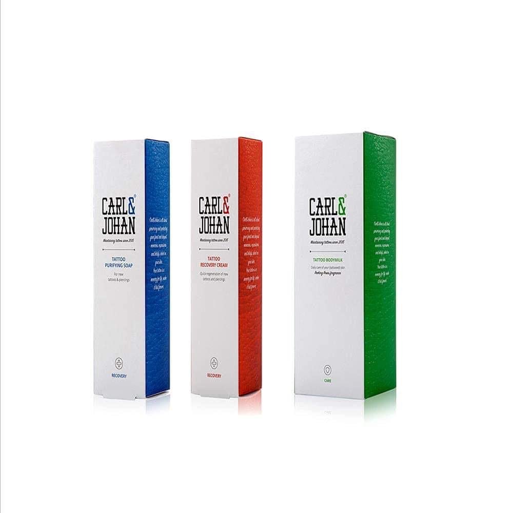 Carl&Johan Tattoo Care Regenerating Cream 35 mL - Purifying Soap 35 mL - Body Milk Rocking Roses 100 mL