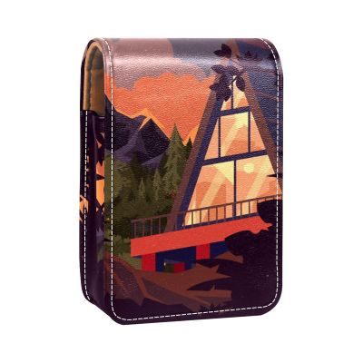 Cabin In The Woods Lip Gloss Holder Lipstick Case, Portable Makeup Bag, Travel Lipstick Organizer with Mirror