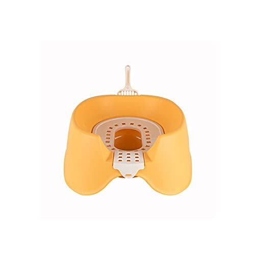 Liudan Semi-Enclosed Cat Litter Box, Splash-Resistant, Orange