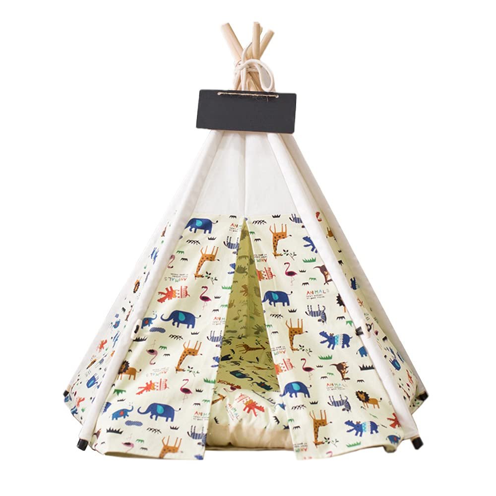 lodaonou Dog & Cat Tent with Cushion and Nameplate, 50 x 50 x 60 cm (M)