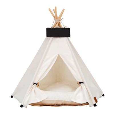 Dog and Cat Tent with Cushion and Nameplate, 50 x 50 x 60 cm, M, White