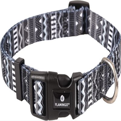 Flamingo Collar Sadie BLACK/White M 40-55CM 20MM