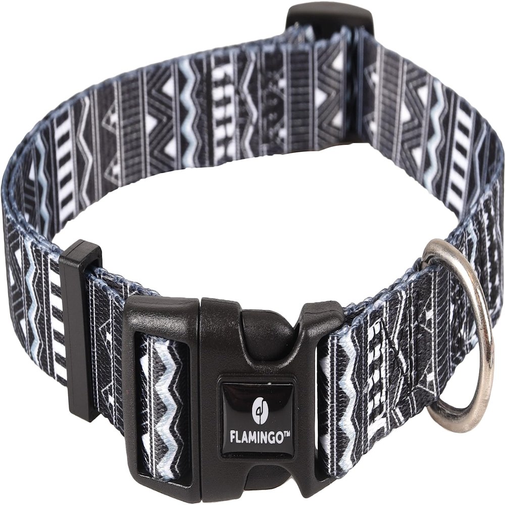 Flamingo Collar Sadie BLACK/White M 40-55CM 20MM