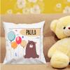 Kleckerliese Children's Cushion Cover, Bear with Custom Name, Balloons and Clouds, 40 x 40 cm, White view 2