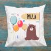 Kleckerliese Children's Cushion Cover, Bear with Custom Name, Balloons and Clouds, 40 x 40 cm, White view 3