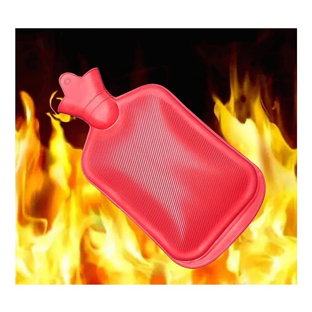 BcofoA Hot Water Bottle for Lower Back and Arthritis Pain Relief with Soft Fleece Cover, Red, Medium