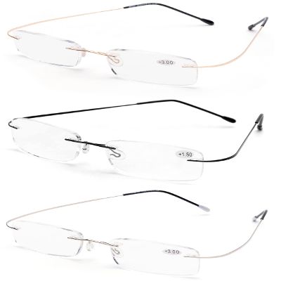 ZUVGEES 3-Pack Rimless Metal Blue-Light-Blocking Reading Glasses, Lightweight, +2.50