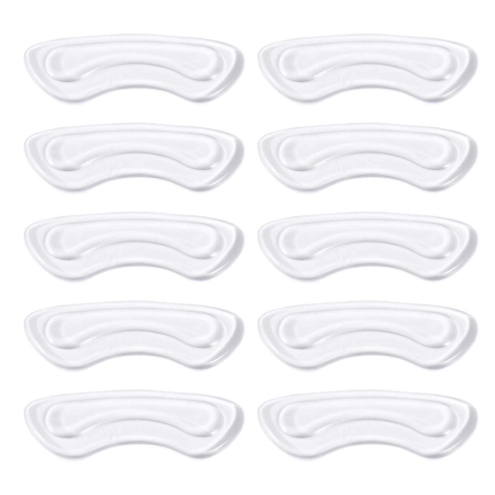 10-Piece Clear Silicone Gel Heel Pads, Self-Adhesive Shoe Grips