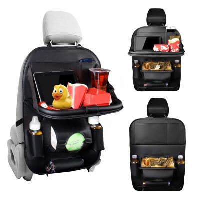 HIFROM Car Backseat Organizer with Trash Bag, Folding Table and Tablet Storage, Black