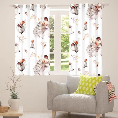 Homemissing Kids' Hedgehog Curtains, Kawaii Mushroom Design, 175 x 140 cm