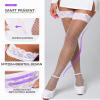 RSLOVE Women's Fishnet Thigh-High Stockings with Lace Silicone Grip, White, One Size view 3