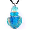 Small Pet Ash Memorial Urn Heart-Shaped Necklace, Satin Glass, Blue view 1