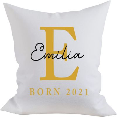 EZYshirt Personalized Birth Pillowcase with Monogram, Name Pillow, Baby Birth Gift, One Size