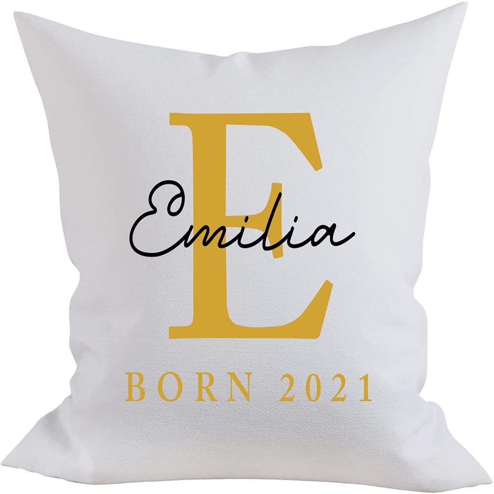 EZYshirt Personalized Birth Pillowcase with Monogram, Name Pillow, Baby Birth Gift, One Size