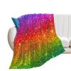 Multicolor Glitter Rainbow Gradient Plush Flannel Fleece Throw Blanket, 60" x 80" view 1