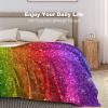 Multicolor Glitter Rainbow Gradient Plush Flannel Fleece Throw Blanket, 60" x 80" view 4