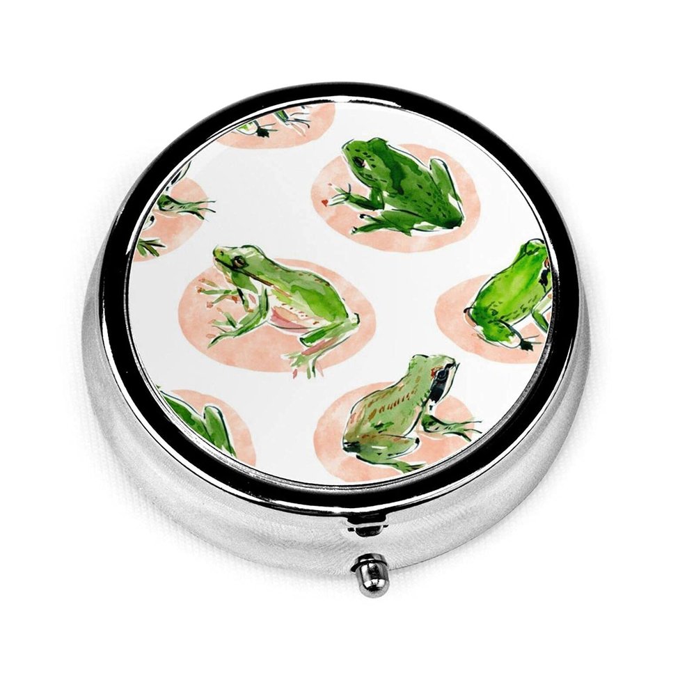 Cute Watercolor Frog Pill Case for Purse and Travel