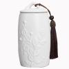 Uziqueif Ceramic Dog Urn, White Chrysanthemum view 1