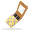 Lipstick Case with Mirror, Lime Green Lemon Pattern, Pink, Holds 3 Lipsticks view 2