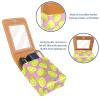 Lipstick Case with Mirror, Lime Green Lemon Pattern, Pink, Holds 3 Lipsticks view 4