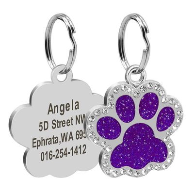 Pet Paw Pendant Individually Engraved Stainless Steel Pet Tag for Dogs and Cats – 21-Free Size