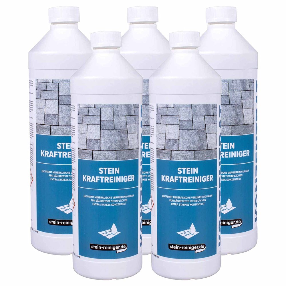 stein-reiniger.de Stone Heavy-Duty Cleaner – Removes Efflorescence, Limescale, Rust, Saltpeter and Mortar, Quantity: 5