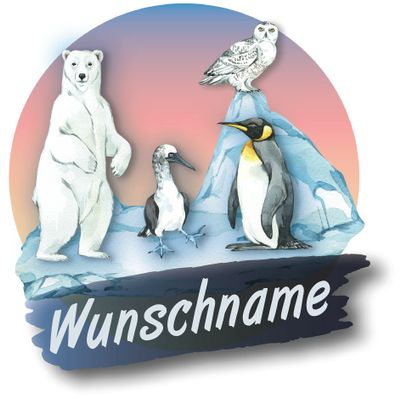 Samunshi Polar Bear Penguins Personalized Door Sign Wall Sticker, 40 x 40 cm
