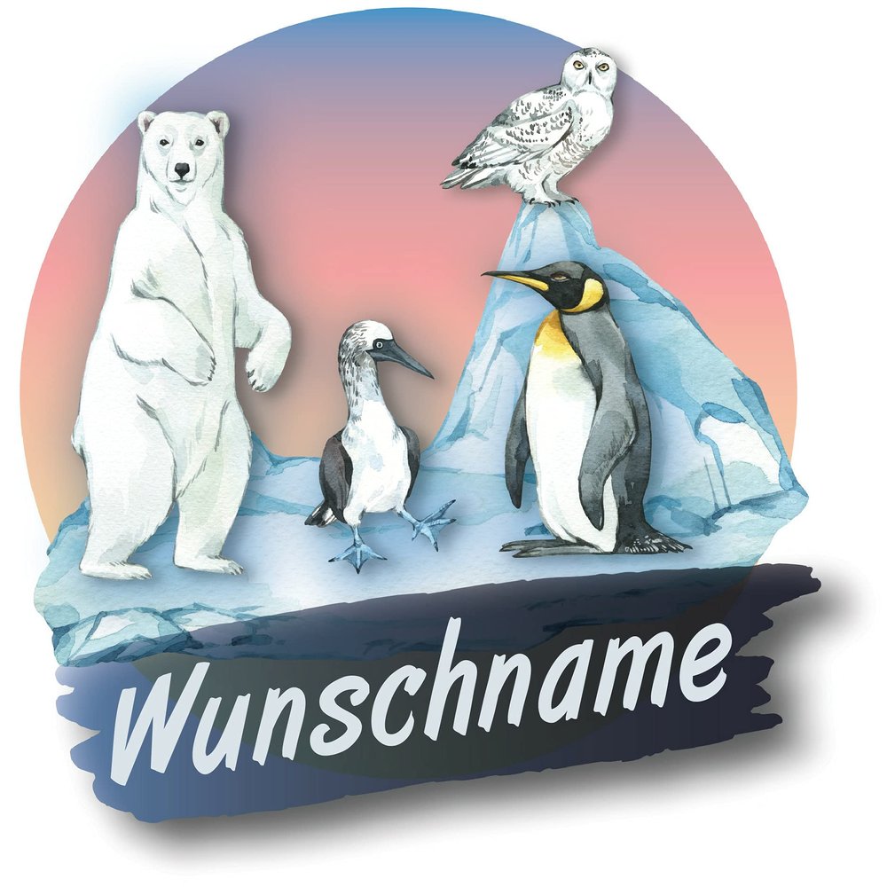 Samunshi Polar Bear Penguins Personalized Door Sign Wall Sticker, 40 x 40 cm