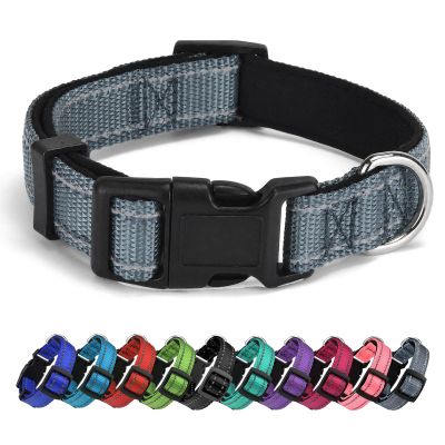 AUDWUD Thick Nylon Dog Collar, Adjustable Classic Collar, Multiple Colors, 4 Sizes