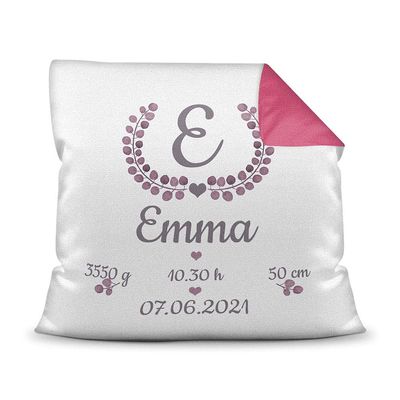 Personalized Baby Cushion with Filling, Pink Back, 40 x 40 cm