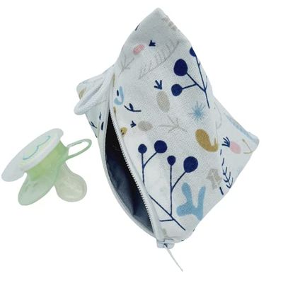 XL Pacifier Storage Pouch for 2–4 Pacifiers, Pastel Leaves
